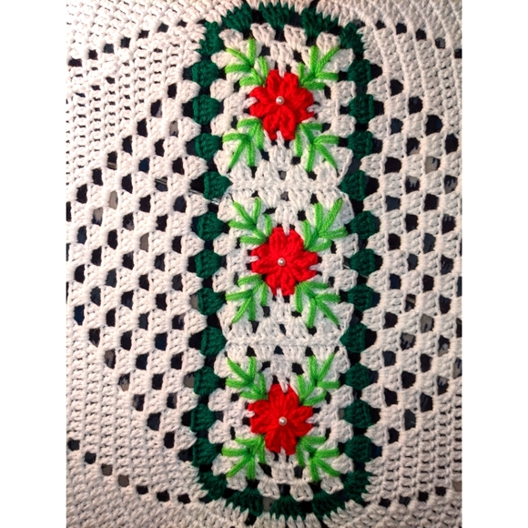 Christmas Handmade Bed Doily 38"x25 " - Picture 3 of 4